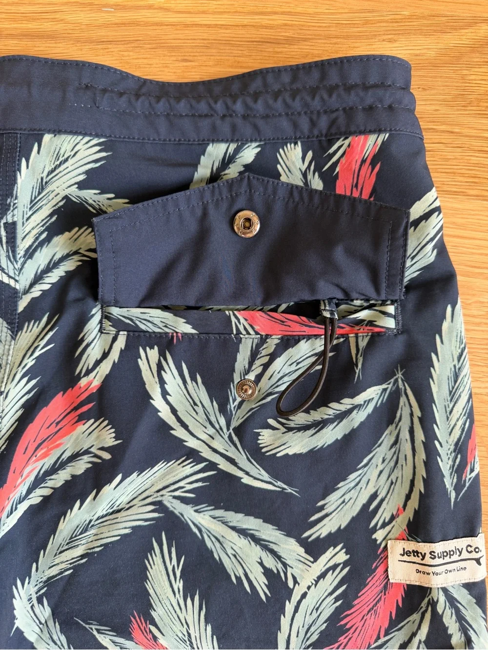 Jetty Mollusk 8” Navy Palm Leaf-Print Boardshorts - Size 32